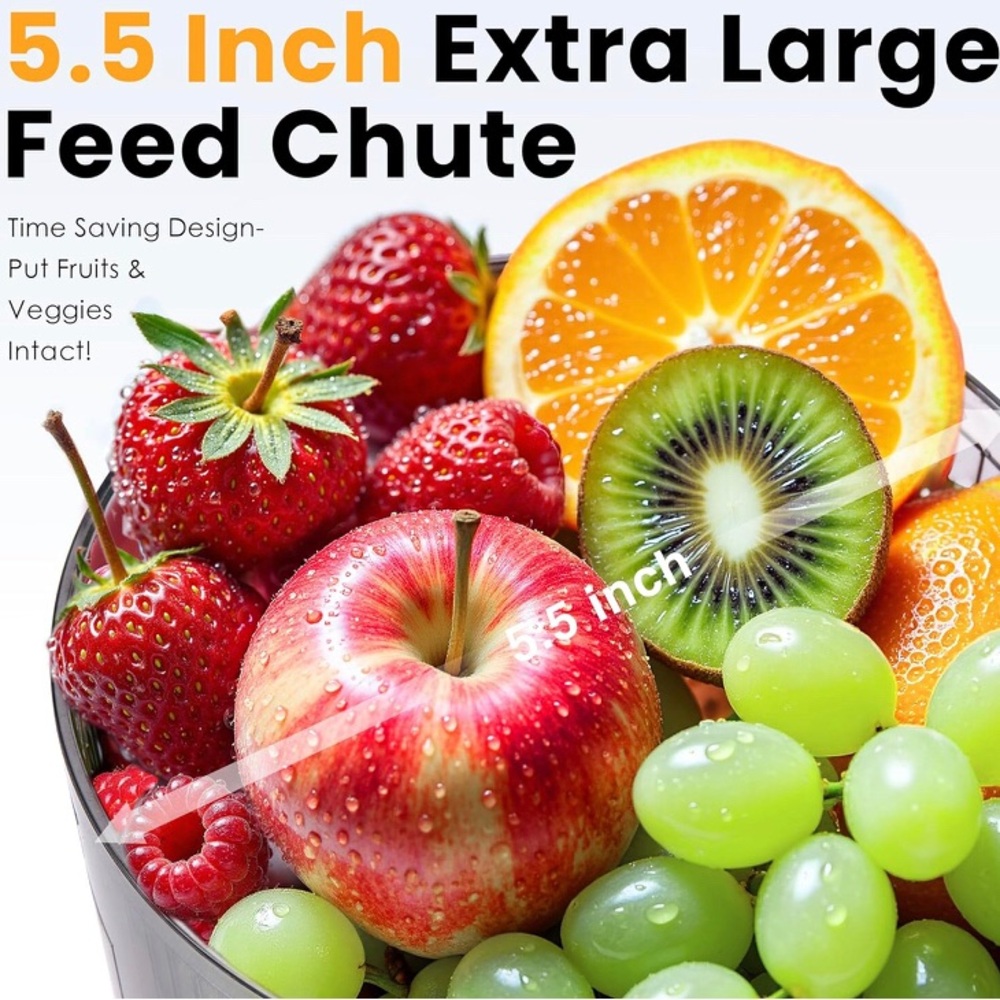 Cold Press Juicer, 5.5inch Wide Feed Chute Juicer Machine for Vegetables &Fruits - Picture 4 of 11